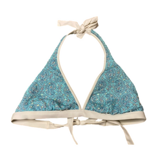 Tommy Bahama Blue And White Beaded Bikini Top Size Medium